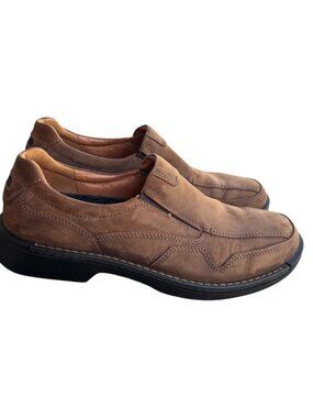 ECCO Mens Brown Leather Slip-On Shoes EU 44 US 10-10.5 With Shock Point Sole
